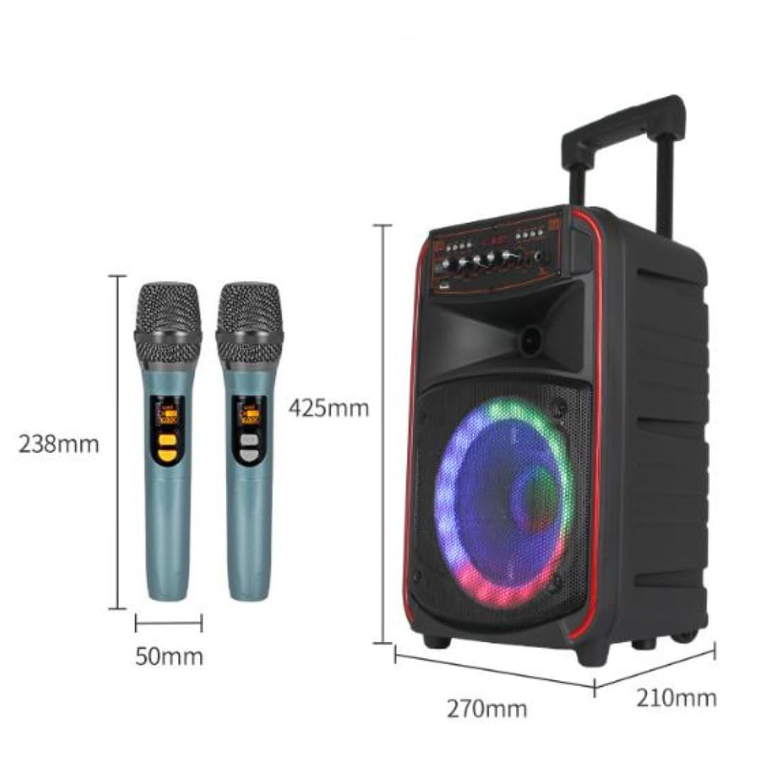 Macchina karaoke Bluetooth con subwoofer, altoparlanti portatili per feste per interni ed esterni, telecomando a infrarossi, luci LED a cinque colori, per casa e viaggio