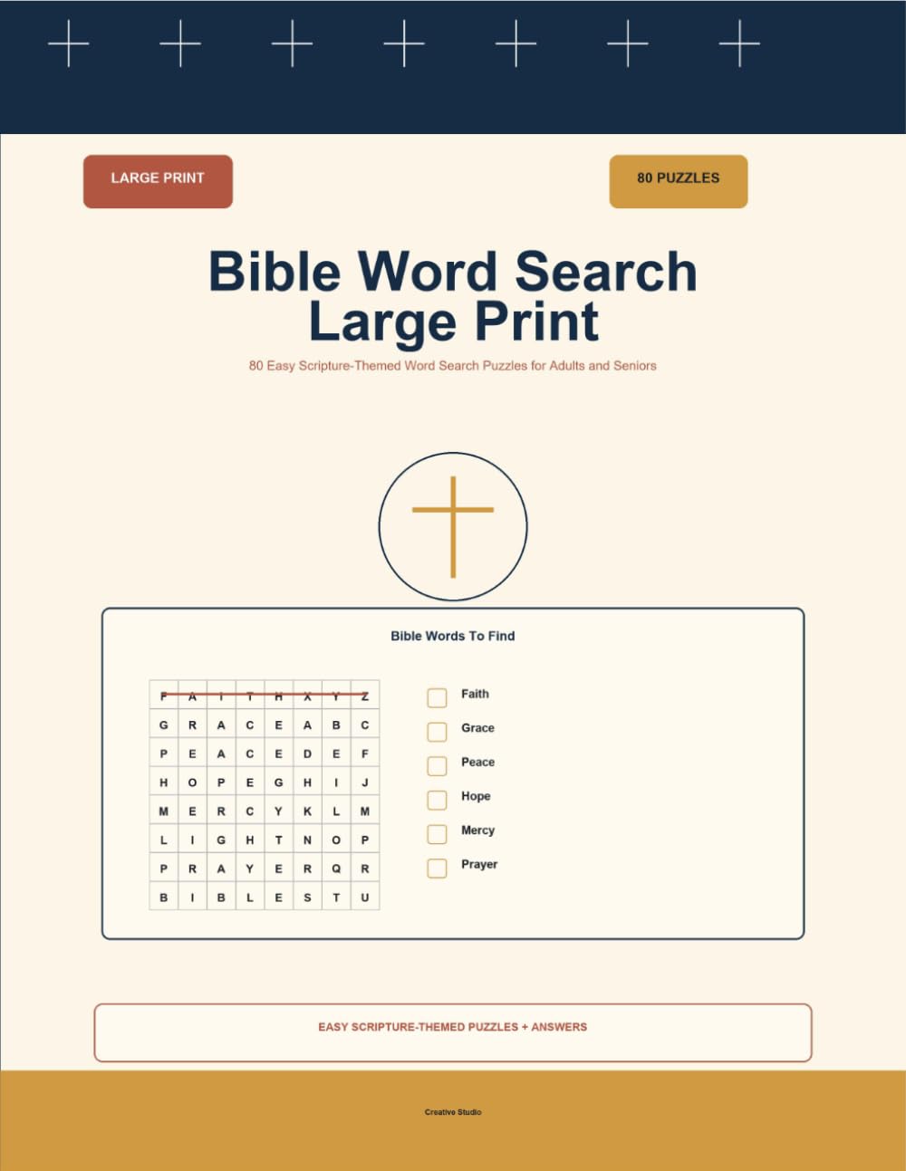 Bible Word Search Large Print: 80 Easy Scripture-Themed Word Search Puzzles for Adults and Seniors