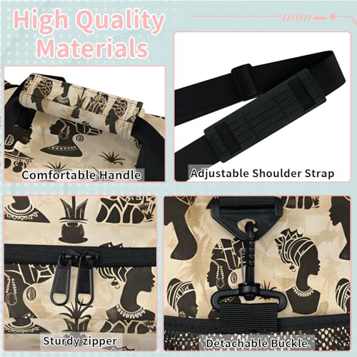 African Lady Coconut Silhouette Vintage Travel Duffle Bag - Waterproof weekend luggage bag, men's sports and fitness bag, delivery hospital storage bag, overnight luggage bag with pull rod cover2