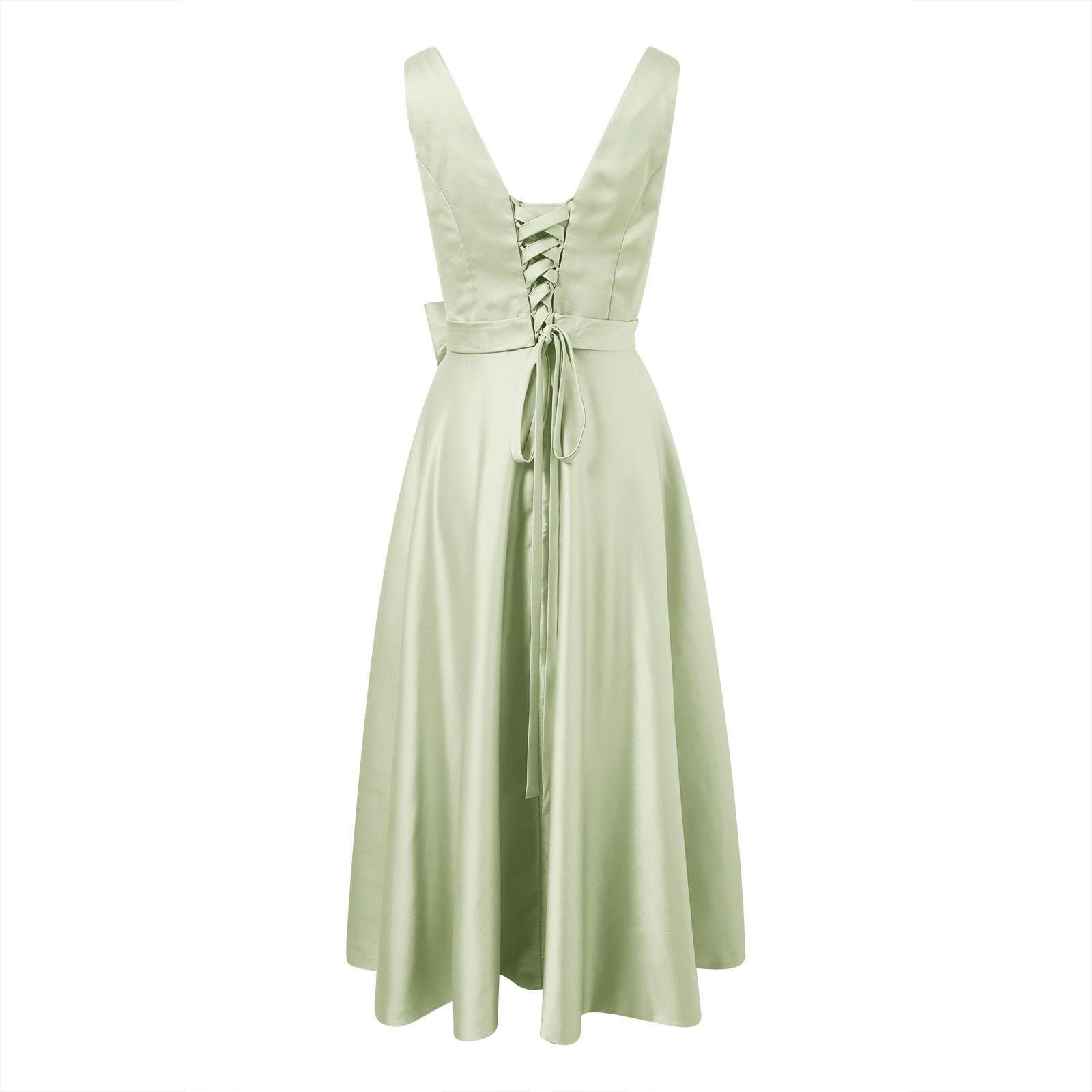 Abendkleid Damen Elegantes Satin Kleid Festliche Cocktailkleid Ansprechendem Ballkleid Bequemer A-Linie Partykleid Lang Brautjungfernkleider Verlobungskleid Wickelkleid Promkleider