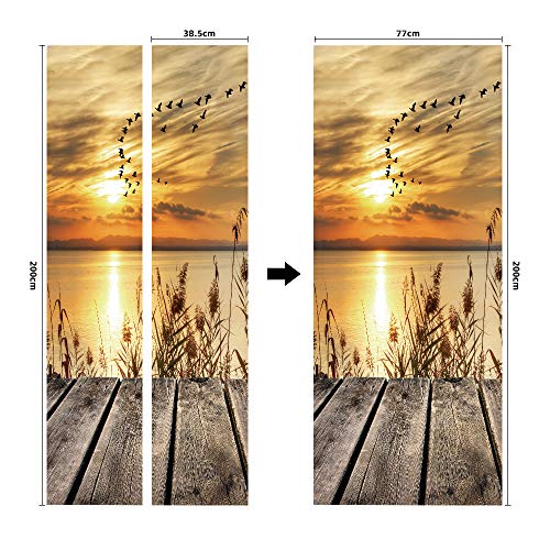 workid 3D Türtapete Türfolie selbstklebend TürPoster PVC Türaufkleber Fototapeten Schilf 77x200 cm