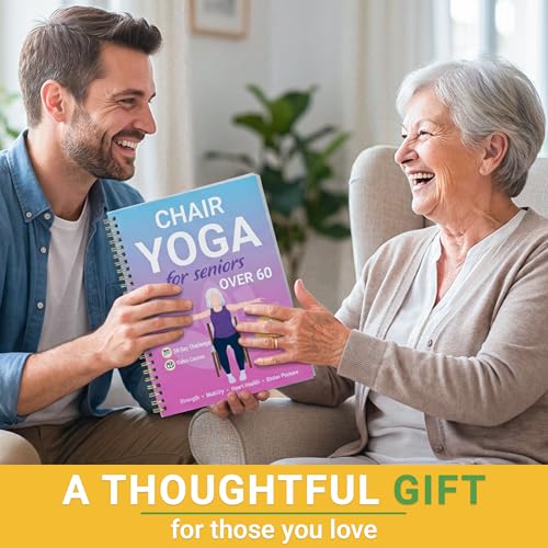 Chair Yoga for Seniors Over 60 Book and Chart, 30 Poses with Video Guide, Spiral Bound, Large Print, 30-Day Laminated Chart, Seated Exercises for Weight Loss, Flexibility, Gift for Women and Men - Image 6