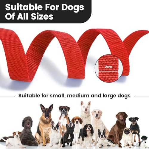 HAPPY HACHI Schleppleine für Hunde, 3m /5m /10m /15m /20m /25m /30m /33m Nylon Hundeleine mit Handschlaufe, Trainingsleine mit D-Karabiner,Lange Hundeleine,für Gehorsamkeitstraining (Rot, 5m)