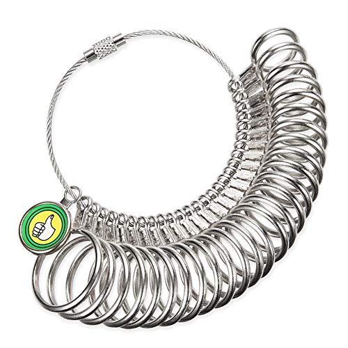 Amatt - Medidor de tamaño de Anillo, Calibre de Metal, medidor de Dedos, Herramienta para Hacer Joyas, 33 Piezas, tamaño 1  16 con tamaño Medio