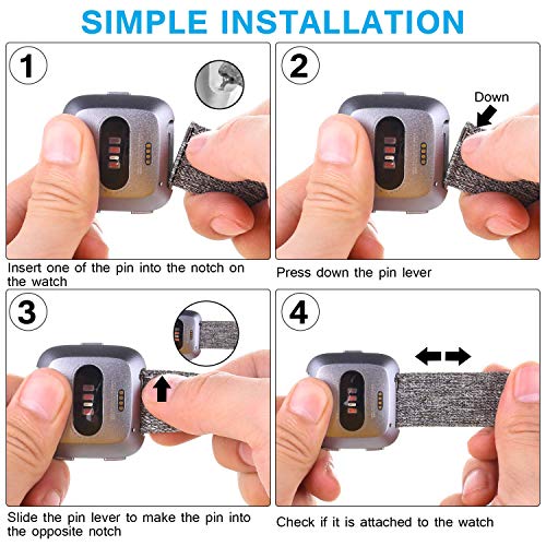 Welltin 2 Pack Bands Compatible With Fitbit Versa / Fitbit Versa 2 / Fitbit Versa Lite For Women Men, Breathable Woven Fabric Strap, Adjustable Replacement Wristband For Fitbit Versa Smart Watch #TOP7