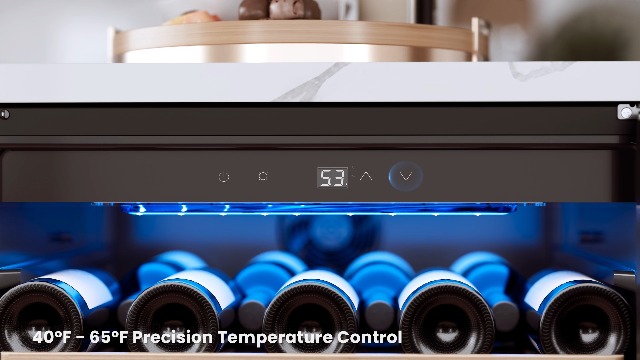 Image of Yeego Wine Fridge - 7 Bottles Small Wine Cooler with Glass Door, 40-65F Built-In Freestanding or Under Counter Refrigerator for Home Bar, Kitchens