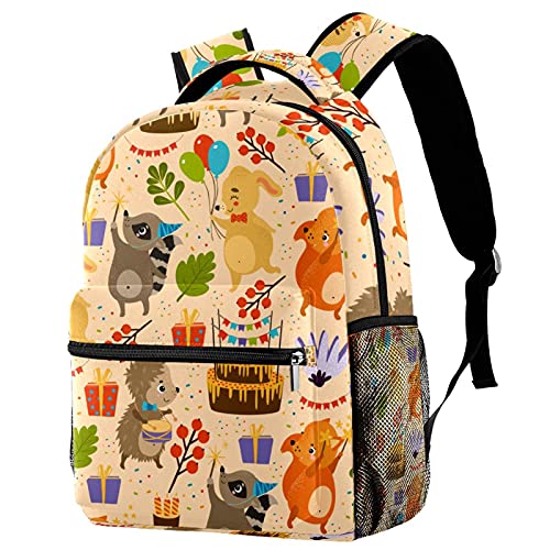 Sac à dos voyage animaux de la forêt avec poches latérales élastiques