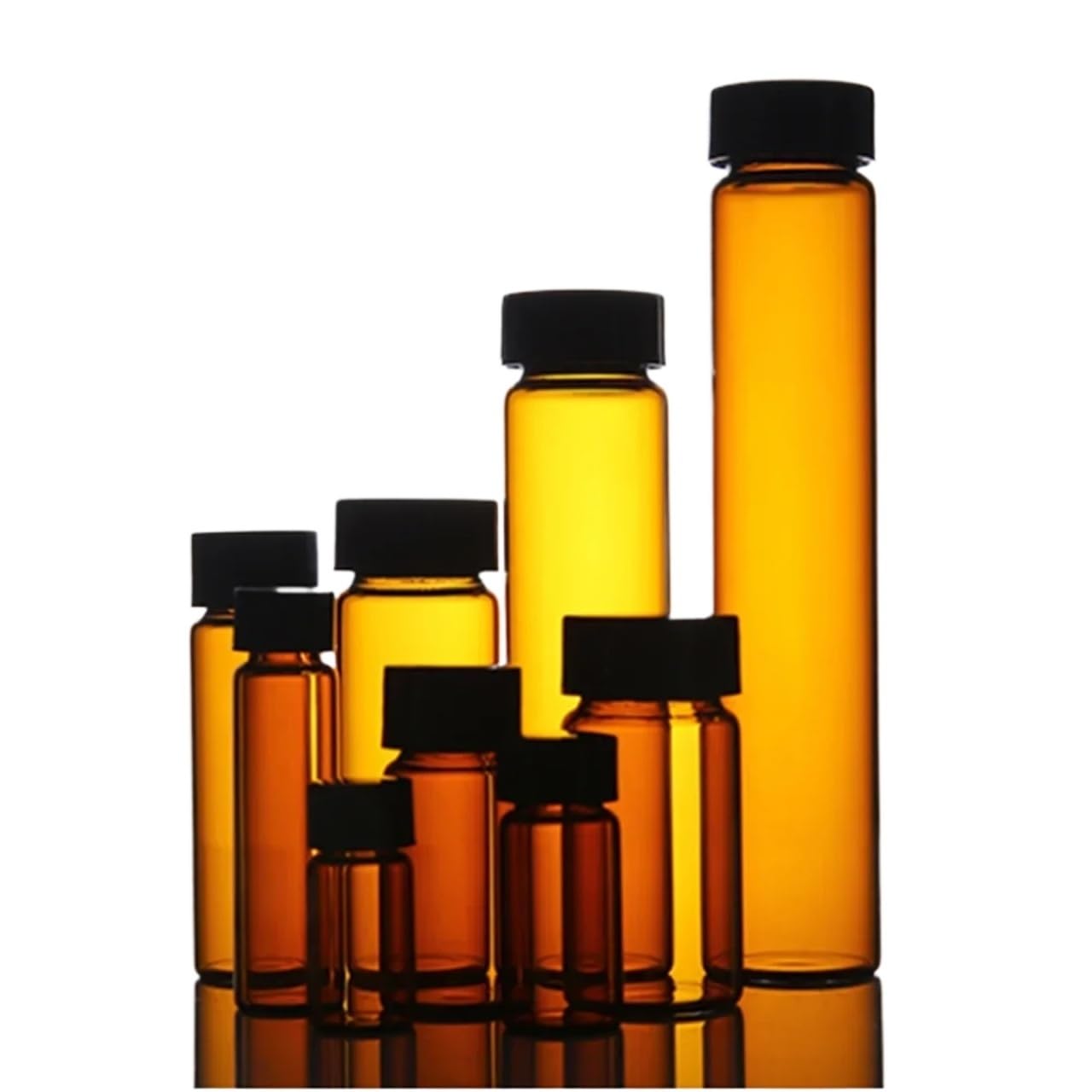 Lagerung von Proben aus Hochborosilikatglas, 100 Stück, 20 Stück, 10 Stück, 2 ml bis 60 ml, braunes Glas mit schwarzem Schraubverschluss aus Kunststoff(20ml 20pcs)