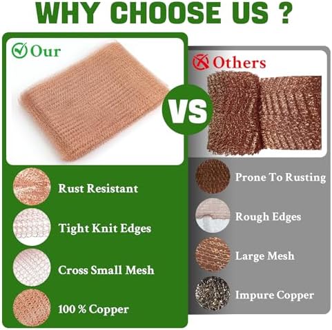 Copper Mesh Rodent Proof Roll, Scissors & Trowel Included(5 in x 19.7 ft) — view 7