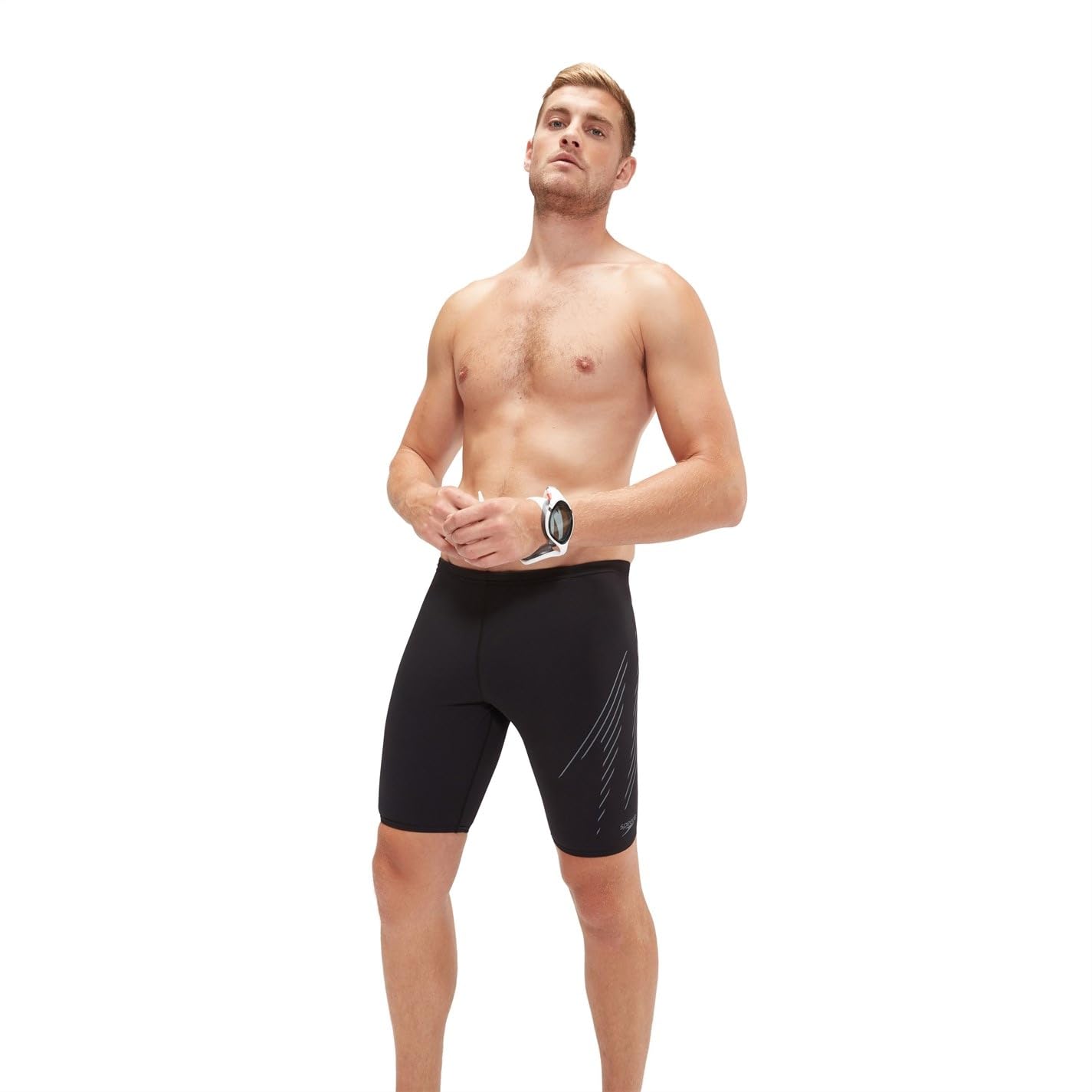 Speedo Jammer Hyperboom Placement, Trening Pływacki, Fitness, Odporny Na Chlor (1 Szt.), Czarny/Węgiel Amerykański, 46