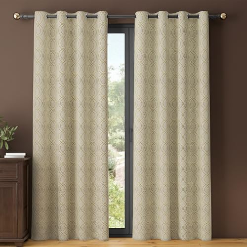 Image of Yellow Weaves 2 Pcs Jacquard Oval Eyelet Long Door Curtain - Perfect for Home, Office, Bedroom, Living Room & Balcony - 9 Feet (Golden)
