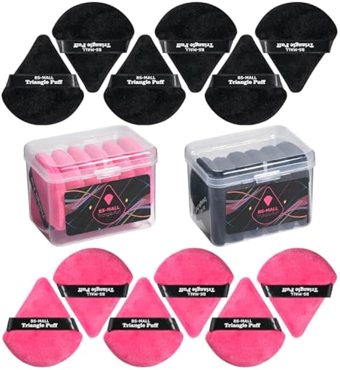 BS-MALL Triangle Powder Puff Face Cosmetic Powder Puff Washable Reusable Bake Loose Powder Cosmetic Foundation Sponge Mineral Powder Pack of 14
