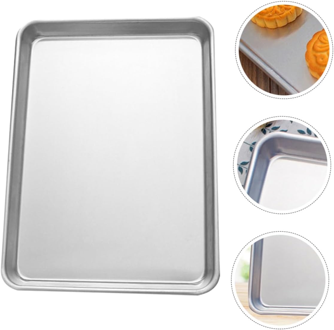 2-piece Aluminum Alloy Sheet Cake Pan Rectangle Baking Trays for Cookies Pies Snacks Lightweight Baking Supplies