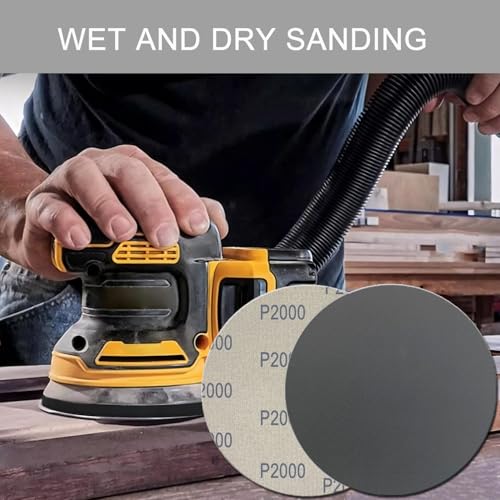 Image of 6 Inch 50 Pcs Wet Dry Sanding Discs Hook and Loop, 2000 Grit Sandpaper Automotive Wood Metal Polishing & Sanding, Silicon Carbide Sand Paper for Random Orbital Sander (Grit 2000)