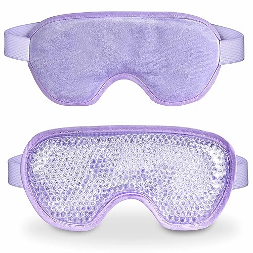 Cooling Eye Mask with Gel Bead, Reusable Cold Compress Ice Pack Sleeping Eye Cooling Pads for After Eyelid Surgery, Puffiness, Puffy Eyes, Headache, Migraine Relief (Purple)