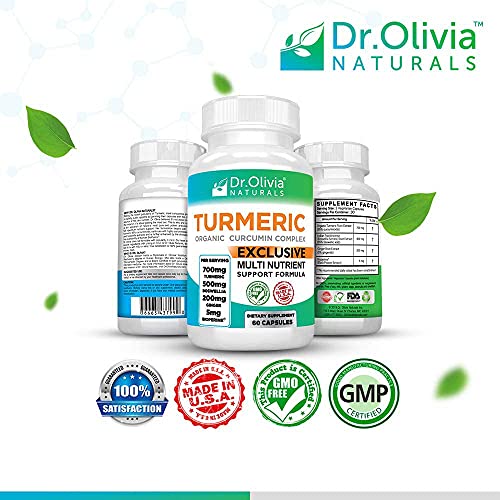 Dr. Olivia's Organic Turmeric Complex With Curcumin Boswellia Ginger & Bioperine - 60 Capsules #TOP6