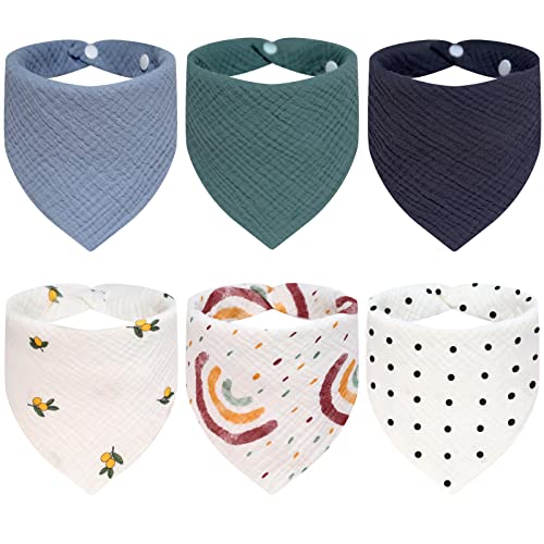 AUPOWER Babadores bebé bandanas com 2 botões ajustáveis de pressão, 100% algodão orgânico, macio e absorvente, babetes Drool para meninos e meninas, Rosa e flor