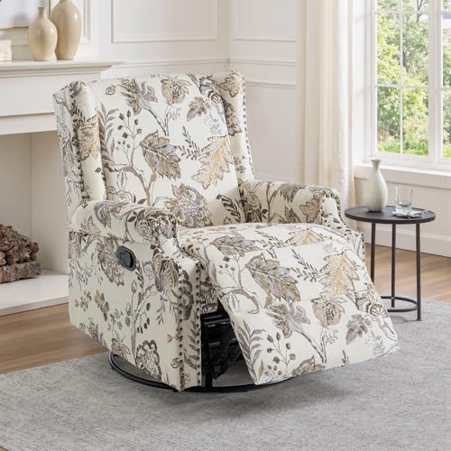 UIXE Swivel Glider Recliner Chair for Adults, High Back Nursery R...