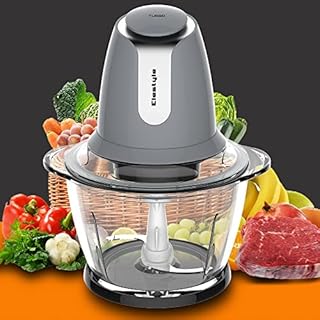 ELESTYLE Food Chopper, Vegetable Chopper Electric, Meat Grinder, Multi-Function 2 Speed Food Chopper with 1.2L Thick Glass Container, Non-Slip Base, for Meat, Vegetable, Fruit, Chopped Ice, 500w