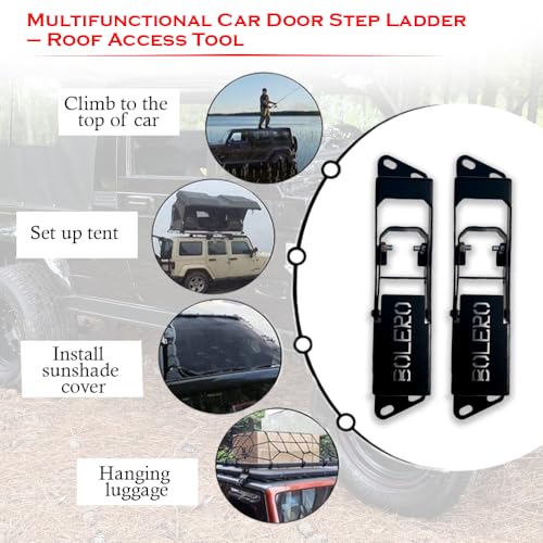 Image of Foldable Car Door Step for Mahindra Bolero 4x4 - Heavy Duty Rust-Proof Roof Access Pedal, Strong & Durable