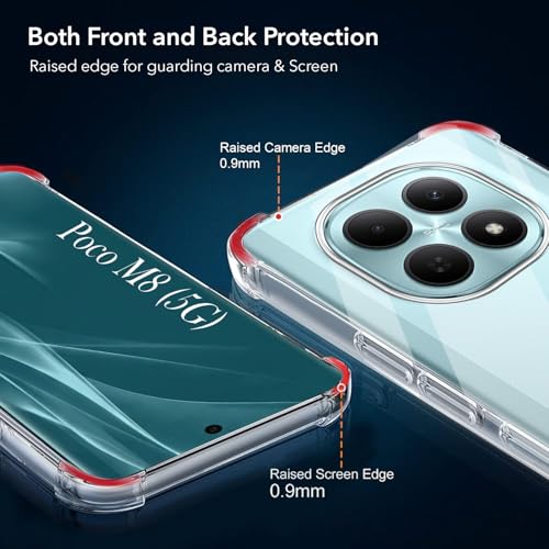 Image of Jkobi Shockproof Crystal-Clear Back Cover for Poco M8 5G (Anti Yellow Case | Drop & Camera Protection | Hard Polycarbonate)