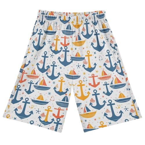 ALAZA Anchor Boat Pajama Shorts Sleep Shorts Pant Lounge Pajama Bottoms Elastic Waist with Pockets