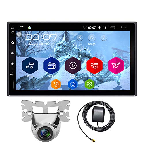KKXXX 2 DIN Android Autoradio 7 Pulgadas Navegación GPS Quad Core 1GB RAM 16GB ROM con Cámara de Visión Trasera Soporte Wi-Fi SWC BT Pantalla Táctil Enlace Espejo, KX09YZ