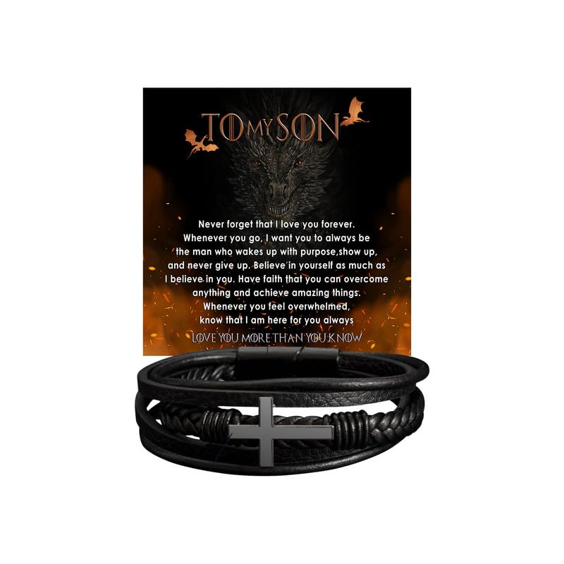 To My Son Bracelet, Son Gifts From Mom And Dad, Bracelets For Sons From Father Mother, Gift For My Sons Christmas, Graduation Birthday With Message Card And Gift Box