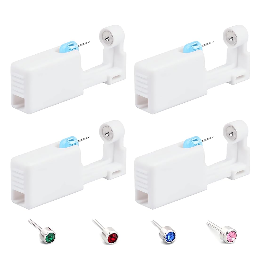 OPIURVY 4 Piezas Pistolas Perforadoras Desechables para Piercing de Oreja,Pistolas de perforación, Kit de Pistola para Perforar la Oreja con Pendientes para Niñas, Niños, Mujeres, Hombres