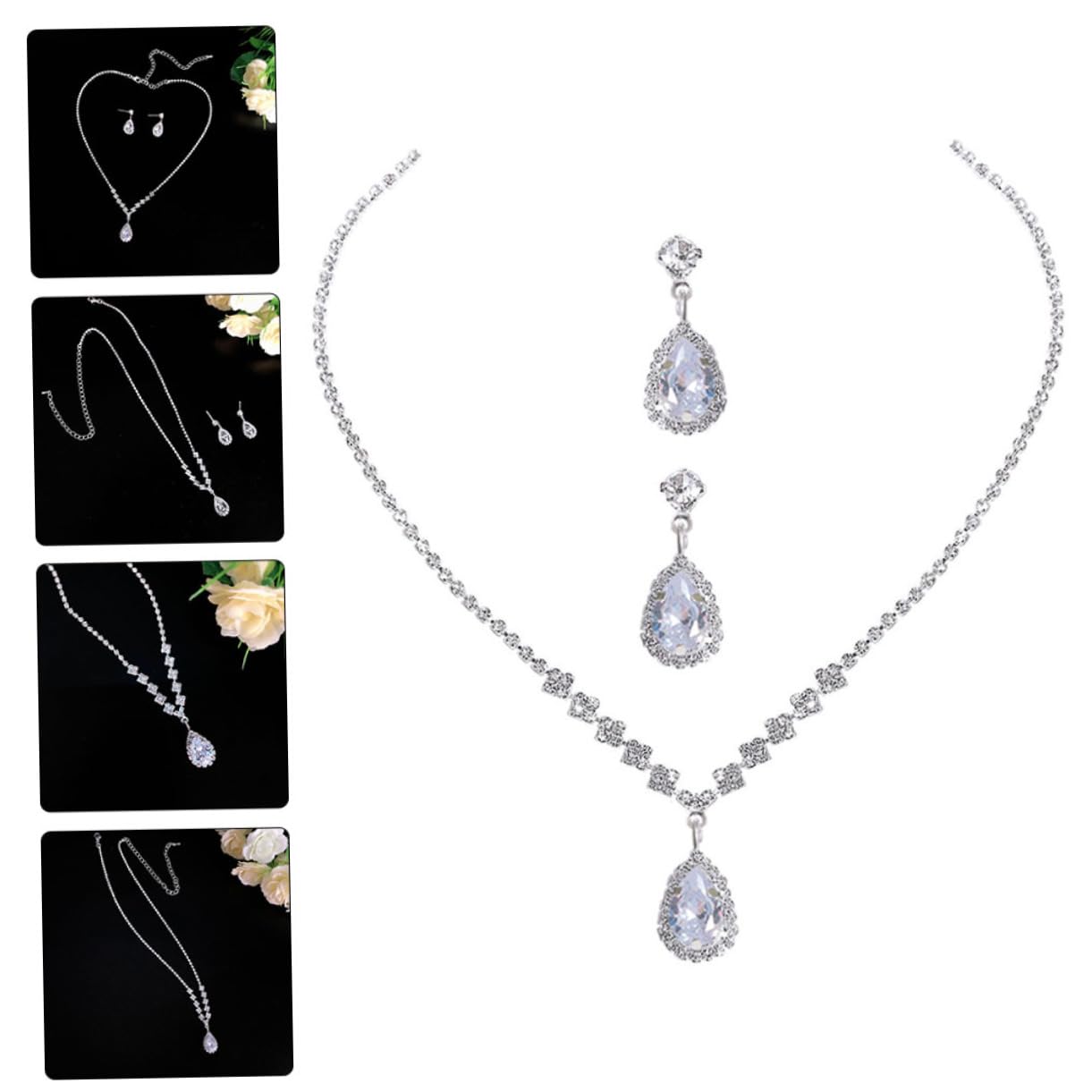 Holibanna 1ensemble Parure De Bijoux Strass Pour Mariage Ensemble De Collier Et Boucles Oreilles Élégantes Pour Bride Et Invitées