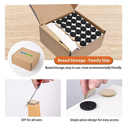 image for BAIPOK Furniture Pads 300 Pcs Furniture Felt Pads Two Colors (Black 13