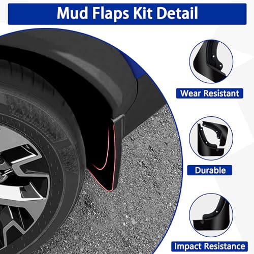 Image of Mud Flaps Kit for 2022-2024 Ford F-150 Lightning Mud Flaps Kit Mud Splash Guard Front and Rear 4-PC Set Fender Mud Guard Accessories No Need to Drill Holes, Black