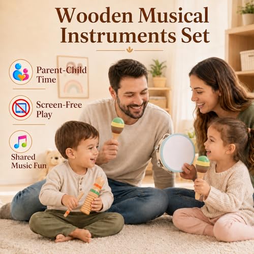 Wooden Musical Instruments, 12-Piece Montessori Percussion Set for Kids 3+ - image 5