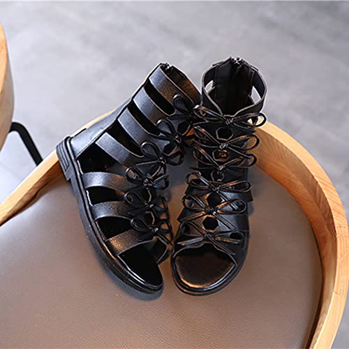 Toddler Little Kids Girls Fashion Bow Gladiator Sandals with Open Toe Dress Summer Boots Flats Zipper Strappy Flat Rome Shoes2
