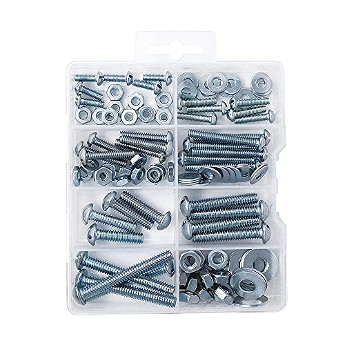 T.K.Excellent DS6607-006 Machine Screw And Hex Nut And Flat Washer #8 To #10 Slotted Round Head Assorted Stove Screw Kit,108 Pcs cover