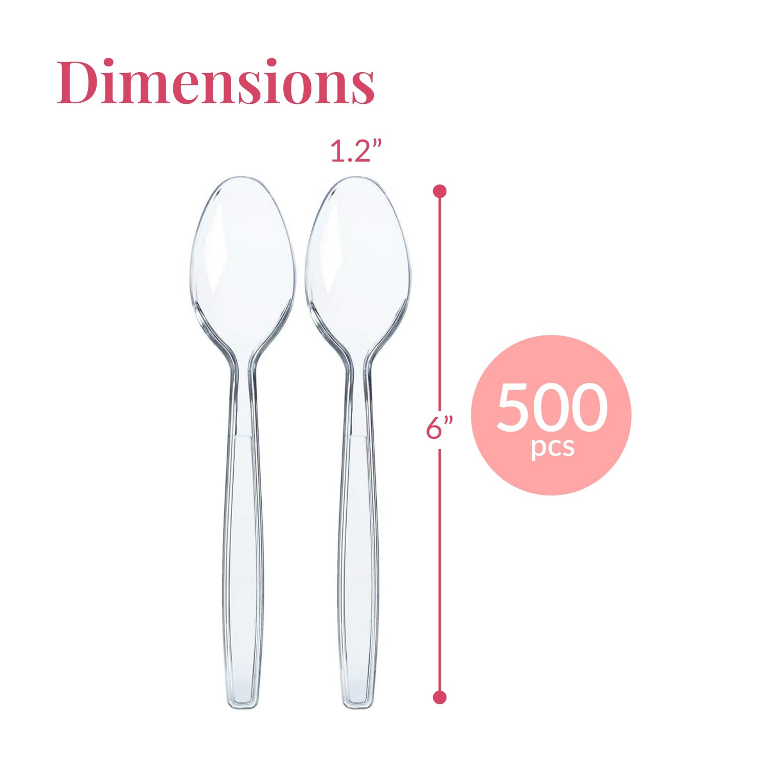 Prestee 500 Clear Plastic Spoons Bulk - Plastic Silverware Spoons - Plastic Spoon Heavy Duty Cutlery - Disposable Spoons Flatware Pack - Plastic Utensil Set - Spoon Plastic Disposable Silverware