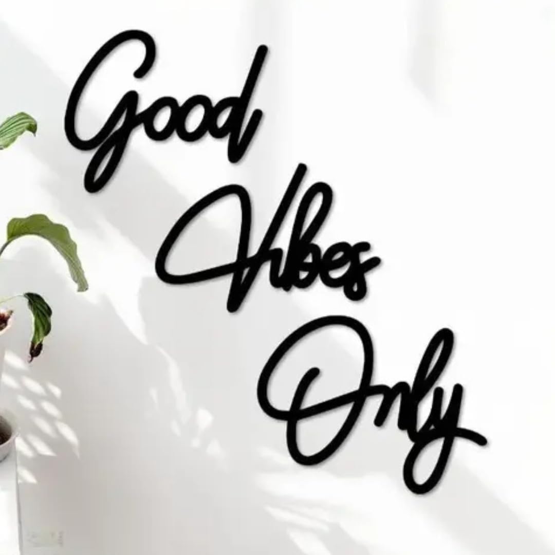 Stash House Typography Wall Art Good Vibes Only Black Plaque Sign -Motivationol Wooden Wall Hangings for Living Room,Inspirational MDF Wall Decor, Art for Office, School (Q7good vibes only)-picture-13