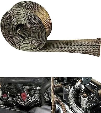 Manga de proteção térmica para cabos, mangueiras e linhas de combustível BaiYiQing em basalto – 2,54 cm x 3,05 m, 1 rolo