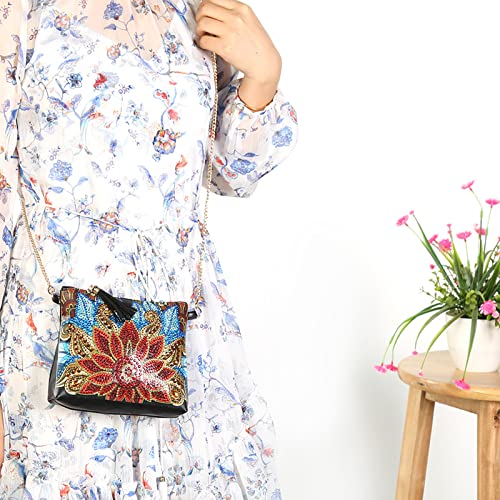 5D Diamond Painting Dames Handtassen Cross-Body Bag, DIY Diamond Art Lederen Schoudertas Clutch Bag Coin Purse met Ketting en Kwastjes voor Vrouwen Meisje - Image 5