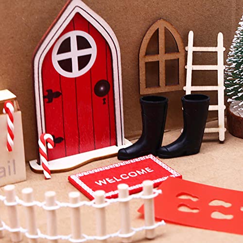 Kit de jardim de fadas DIY, Porta de fada vermelha, 11 peças acessórios para porta de casa de boneca