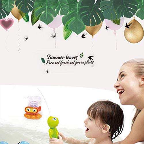 100Pcs Palm Leaves Artificial Tropical Monstera Plant Fake Leaves Safari Birthday Decorations,Jungle Theme Party Supplies,Faux Green Leaf For Hawaiian Luau Tiki Aloha Beach Bbq Table Decoration 3 Size #TOP5