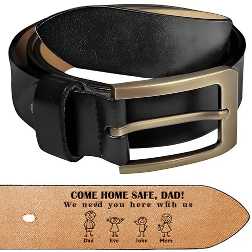 Personalized Engraved Dad Belt, Custom Come Home Safe, Fathers Day Belt From Wife, Gift for Husband, Dad