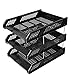 Biurko porządny organizator Uchwyt do plików Pudełko Plik 3-poziomowy Uchwyt Plik Uchwyt Plik Kosz Wieszak Dokumenty i dokument (Color : Black, Size : 33.8x25.8x26cm)