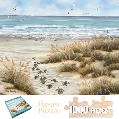 Heritage Puzzle Ocean Bound por Lisa Sparling 1000 Piezas | Rompecabezas de 1000 piezas para adultos, Baby Sea Turtles Journey to the Ocean, Rompecabezas armable de 30" x 24" tamaño terminado miniatura 4