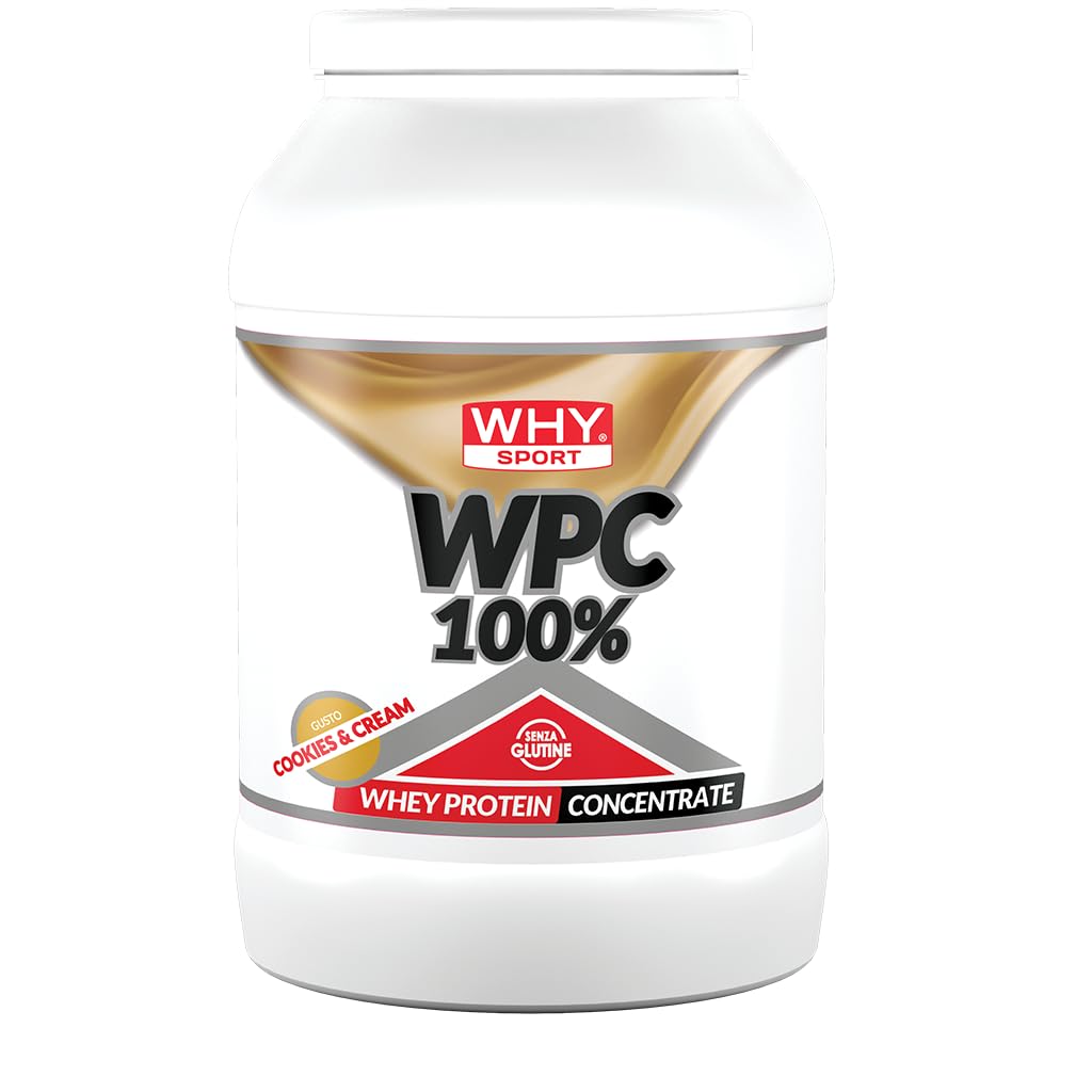 WHY SPORT WPC 100% WHEY - Proteine Whey - Proteine in Polvere per la Massa Muscolare - Senza Glutine - Gusto Cookies & Cream - 2 Kg