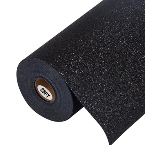 Image of guangyintong Glitter Heat Transfer Vinyl 12 inch x 25ft Black Iron on Vinyl