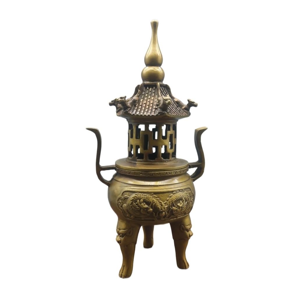 Incensiere a Cascata Ornamenti for bruciatori di incenso Decorazione Feng Shui for la casa in legno di sandalo Oggetti da collezione antichi Bruciatore di incenso in ottone Brucia Incenso In Ceramica