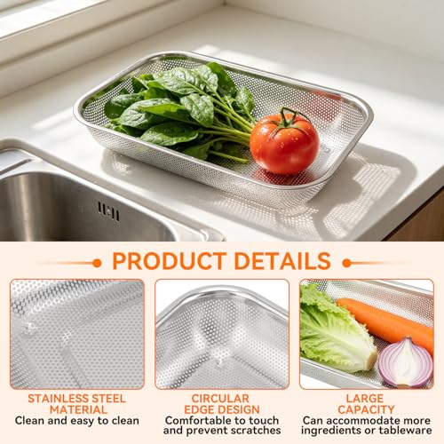 Colador rectangular de acero inoxidable para vegetales miniatura 3
