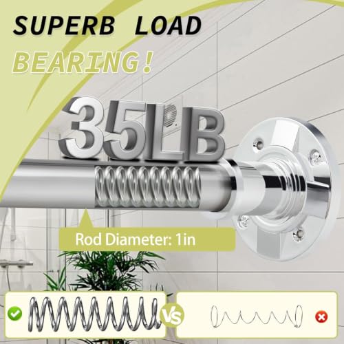 Image of Shower Curtain Rod 31-88 In Adjustable Pole Heavy Duty Silver Tension Rods Spring Drilling and No Drilling Shower Rod for Bathroom Window Anti-Slip Never Rust