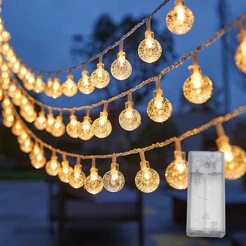 TaimeiMao Guirnalda Luces Exterior,3-metro 30 Ledes,LED Cadena de Luces Bola Cristal para Exteriores/Interiores,Jardín,Terraza,Balcón,Boda,Fiesta,Patio,Cafe